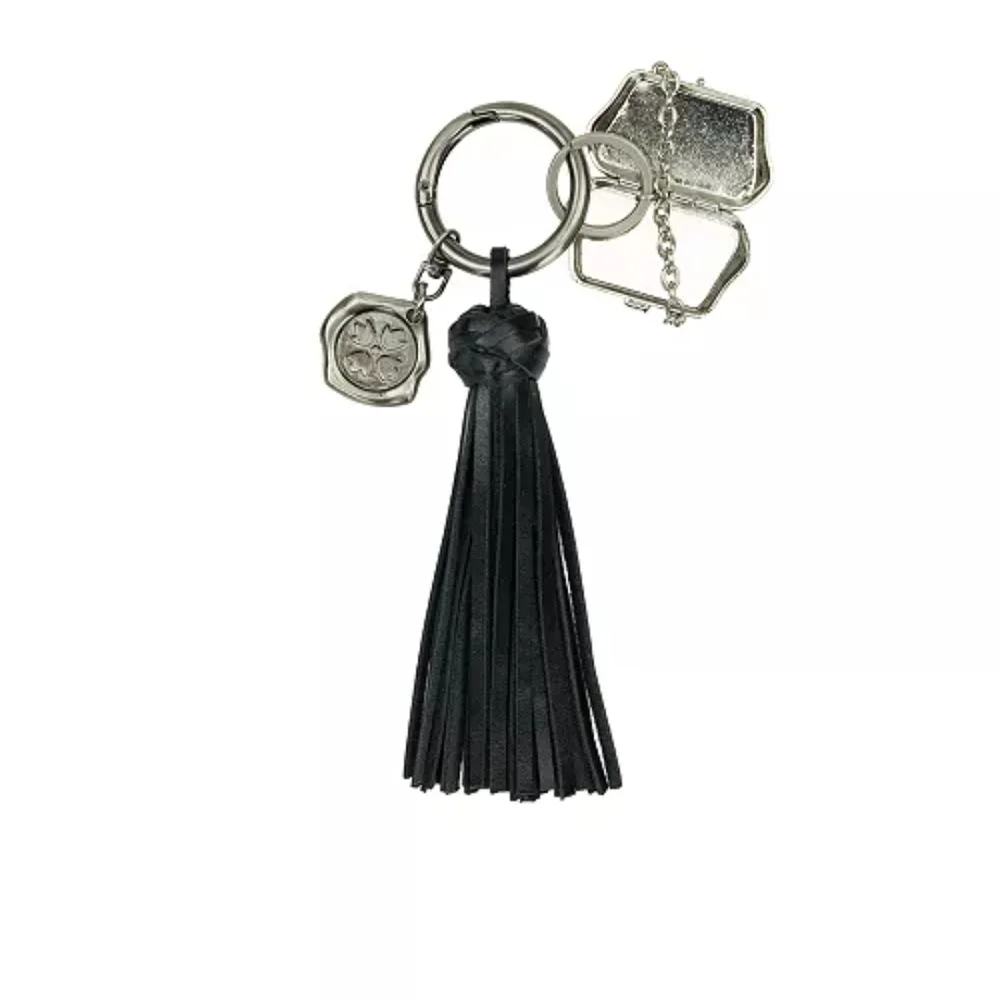 Patricia Nash Black Tassel Key Chain with Silver Charms